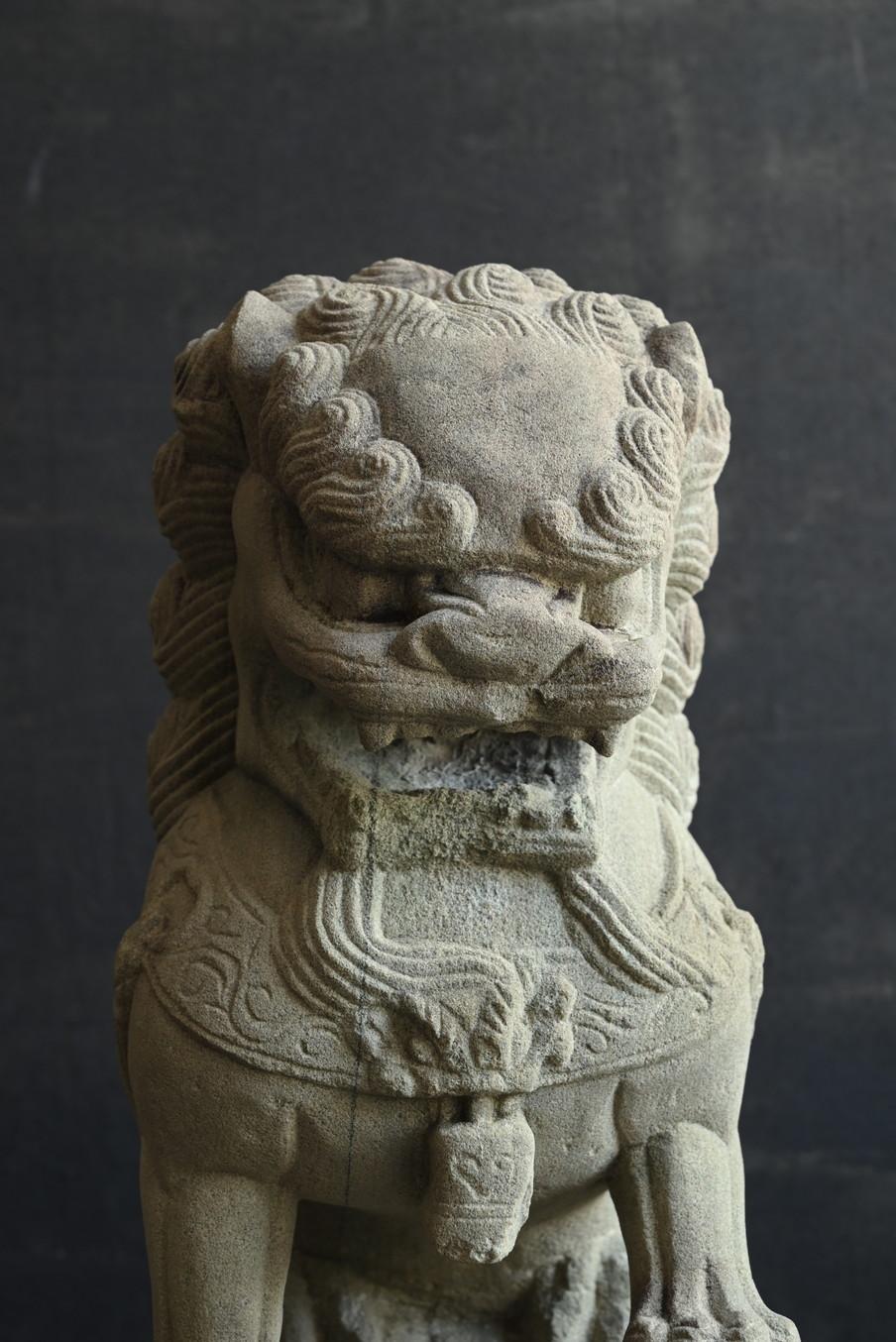 Hand-Carved Old Chinese stone carved lion typeA /Early 20th century/Garden ornament For Sale