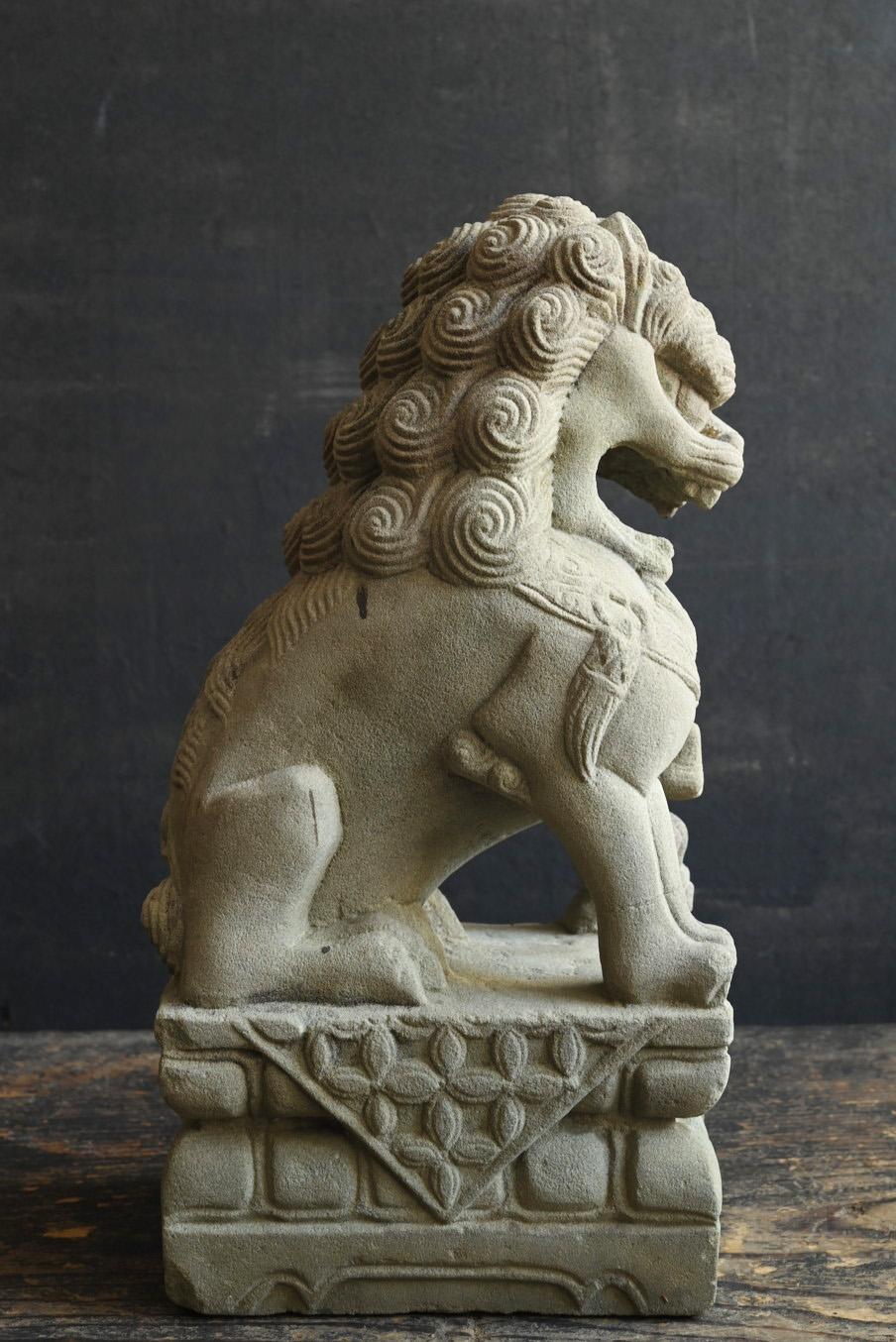 Sandstone Old Chinese stone carved lion typeA /Early 20th century/Garden ornament For Sale