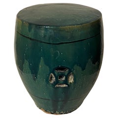 Siège de jardin chinois ancien en céramique turquoise