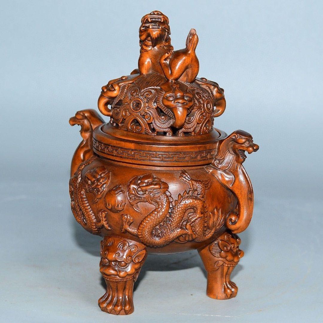 Old Chinese Wood Carving Dragon Beast Burner For Sale 1