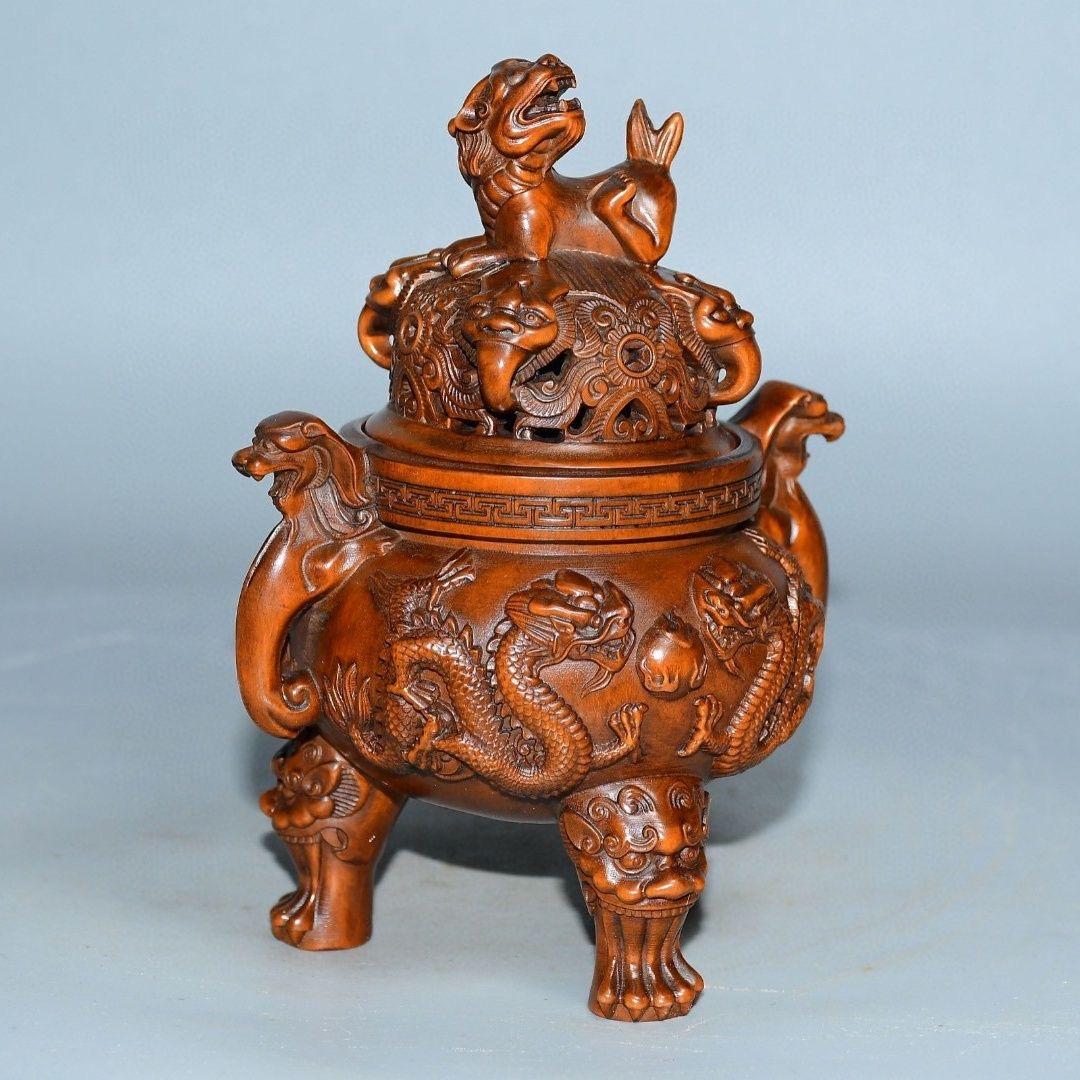 Old Chinese Wood Carving Dragon Beast Burner For Sale 3