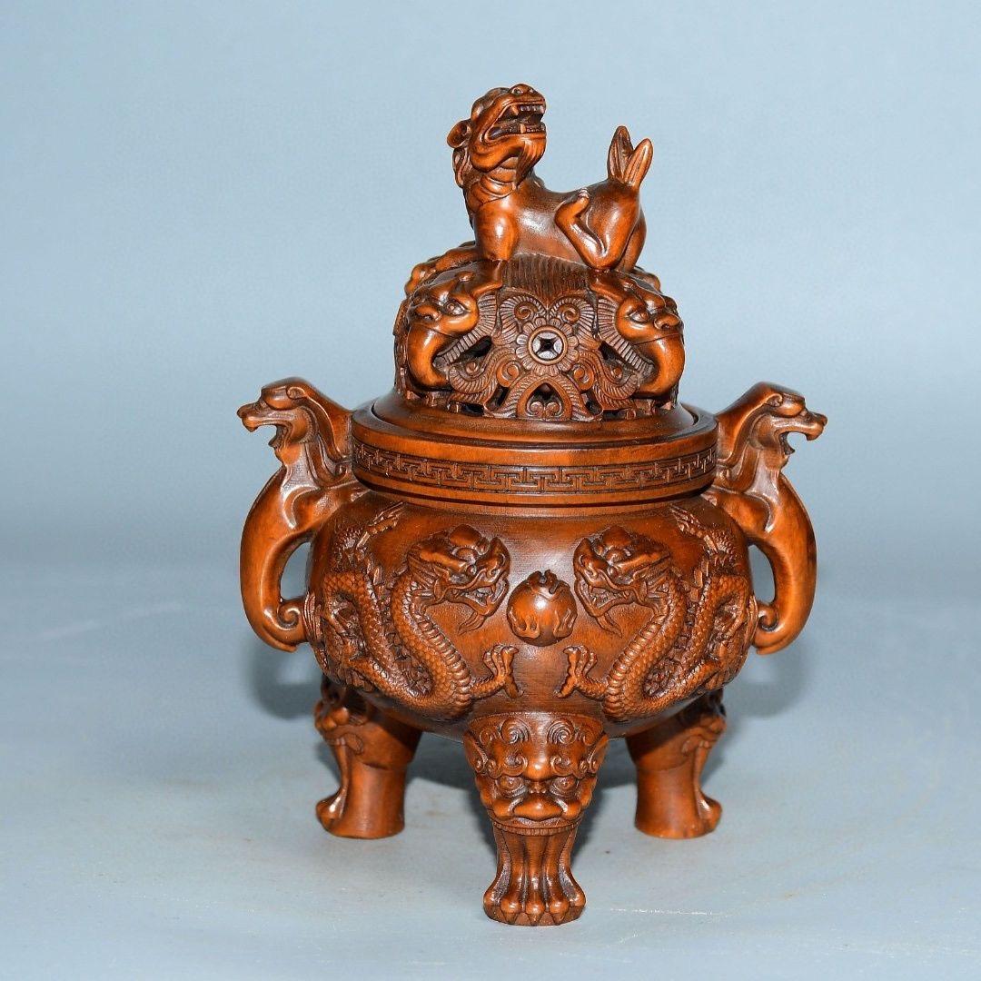 Old Chinese Wood Carving Dragon Beast Burner For Sale 4