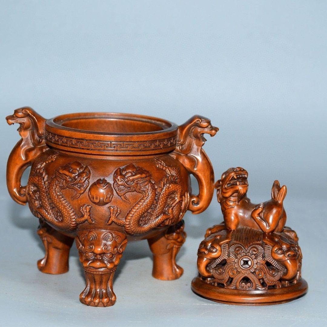 Old Chinese Wood Carving Dragon Beast Burner For Sale 5