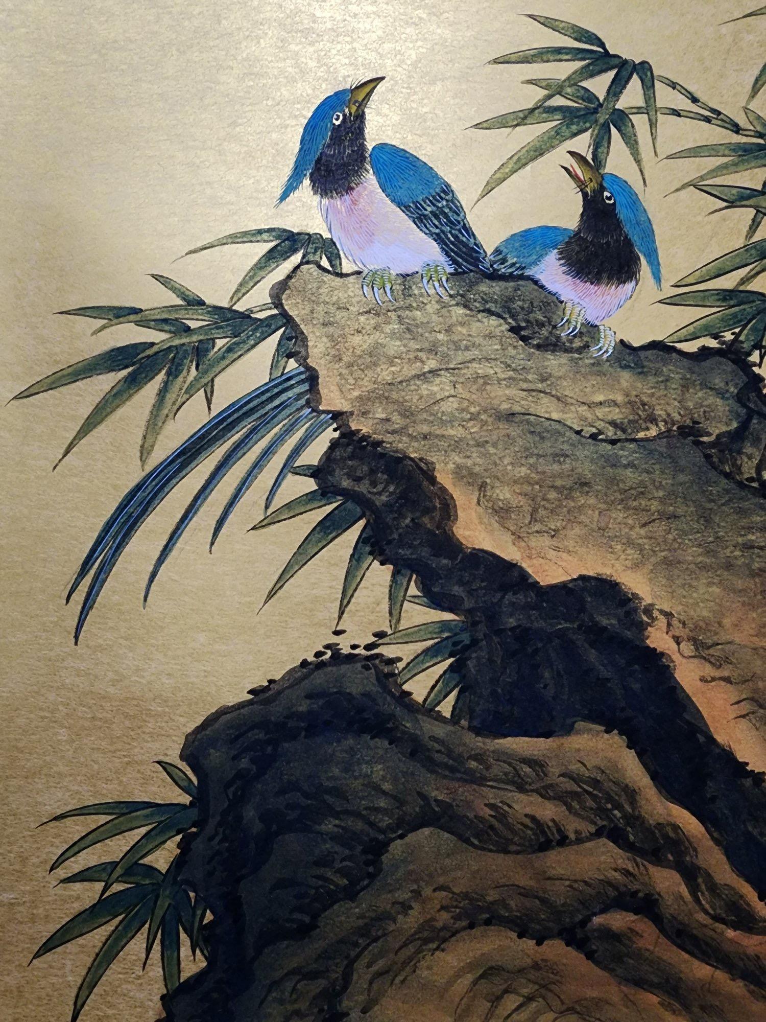 Old Chinese Zhang Daqian Hand Painting Birds Flowers Paper Wall Decoration For Sale 1