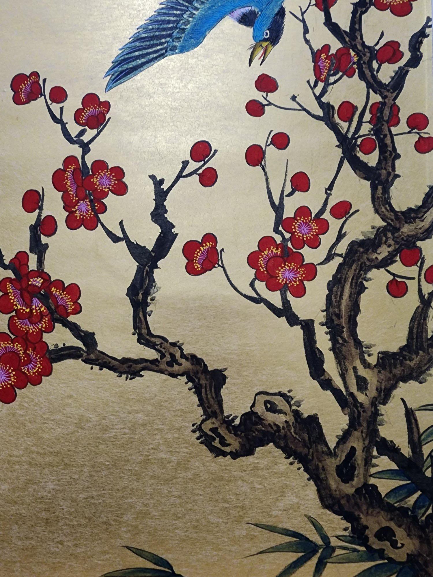 Old Chinese Zhang Daqian Hand Painting Birds Flowers Paper Wall Decoration For Sale 4