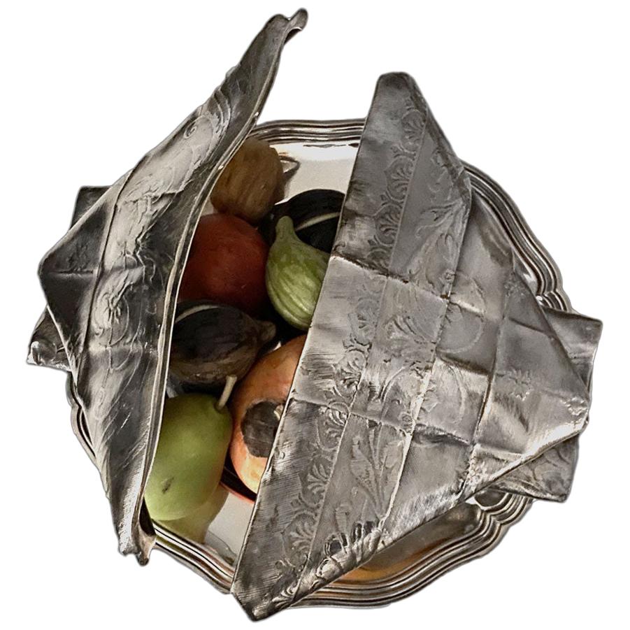 Old Christofle "Trompe l'oeil" Chestnuts Dish, Silver Plated, 1880-1881
