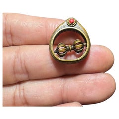 Old Collection of Tibetan Bronze Turning Vajra Pestle Ring