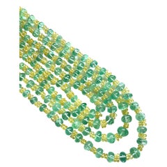Ancienne émeraude de Colombie et saphir jaune 281,10 carats perles de pierres naturelles 