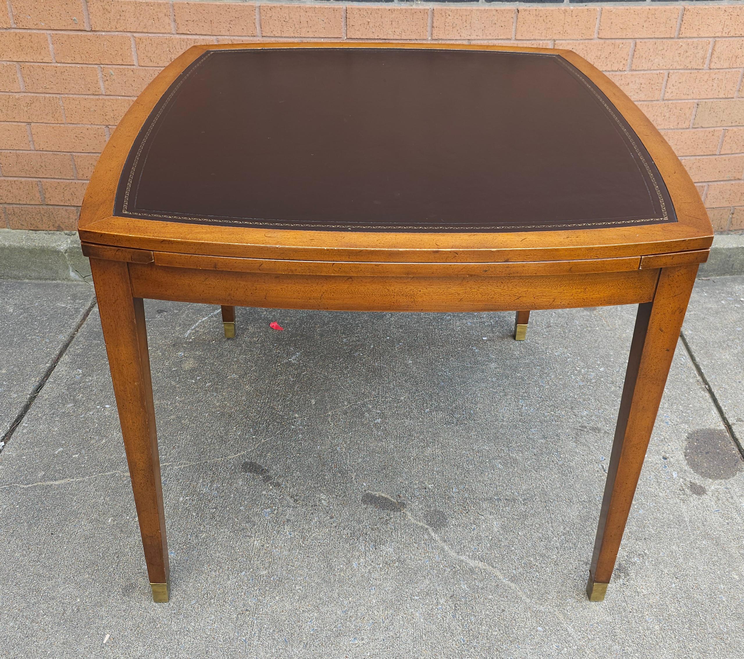 Old Colony Beacon Hills Collection Walnut and Leather Games Table 4