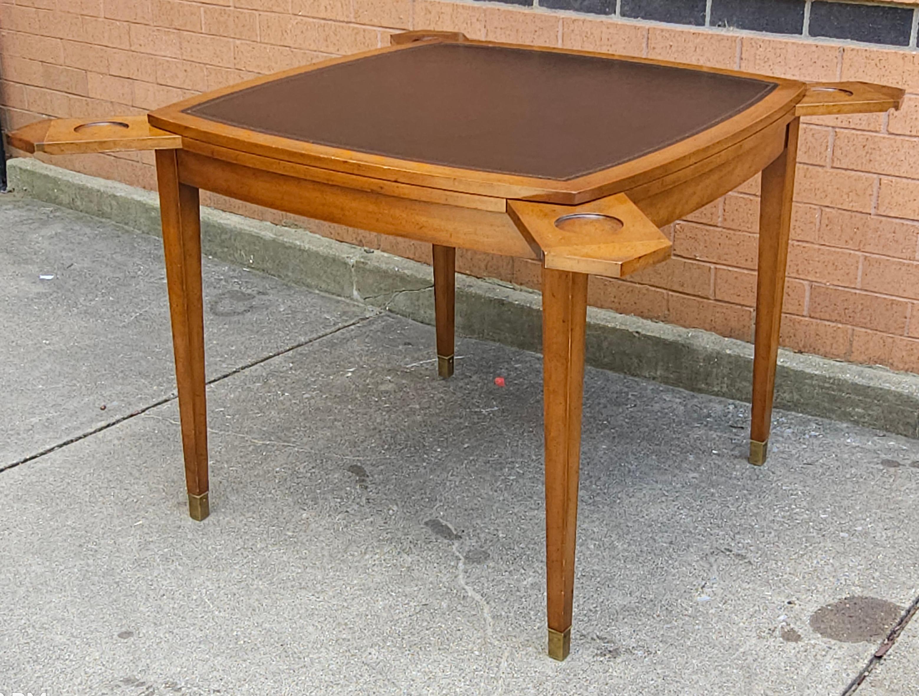 Old Colony Beacon Hills Collection Walnut and Leather Games Table 5