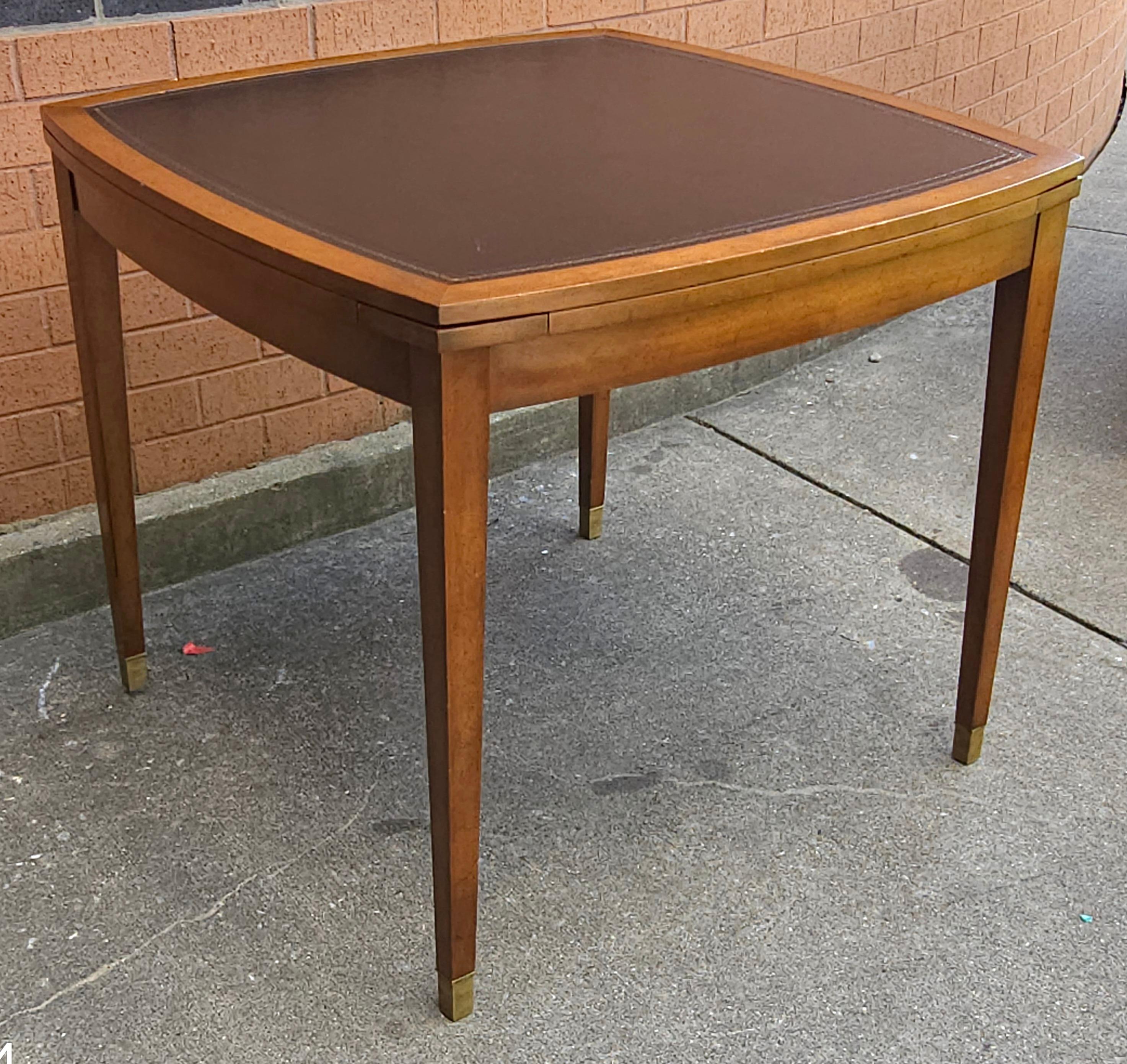 Old Colony Beacon Hills Collection Walnut and Leather Games Table In Good Condition In Germantown, MD
