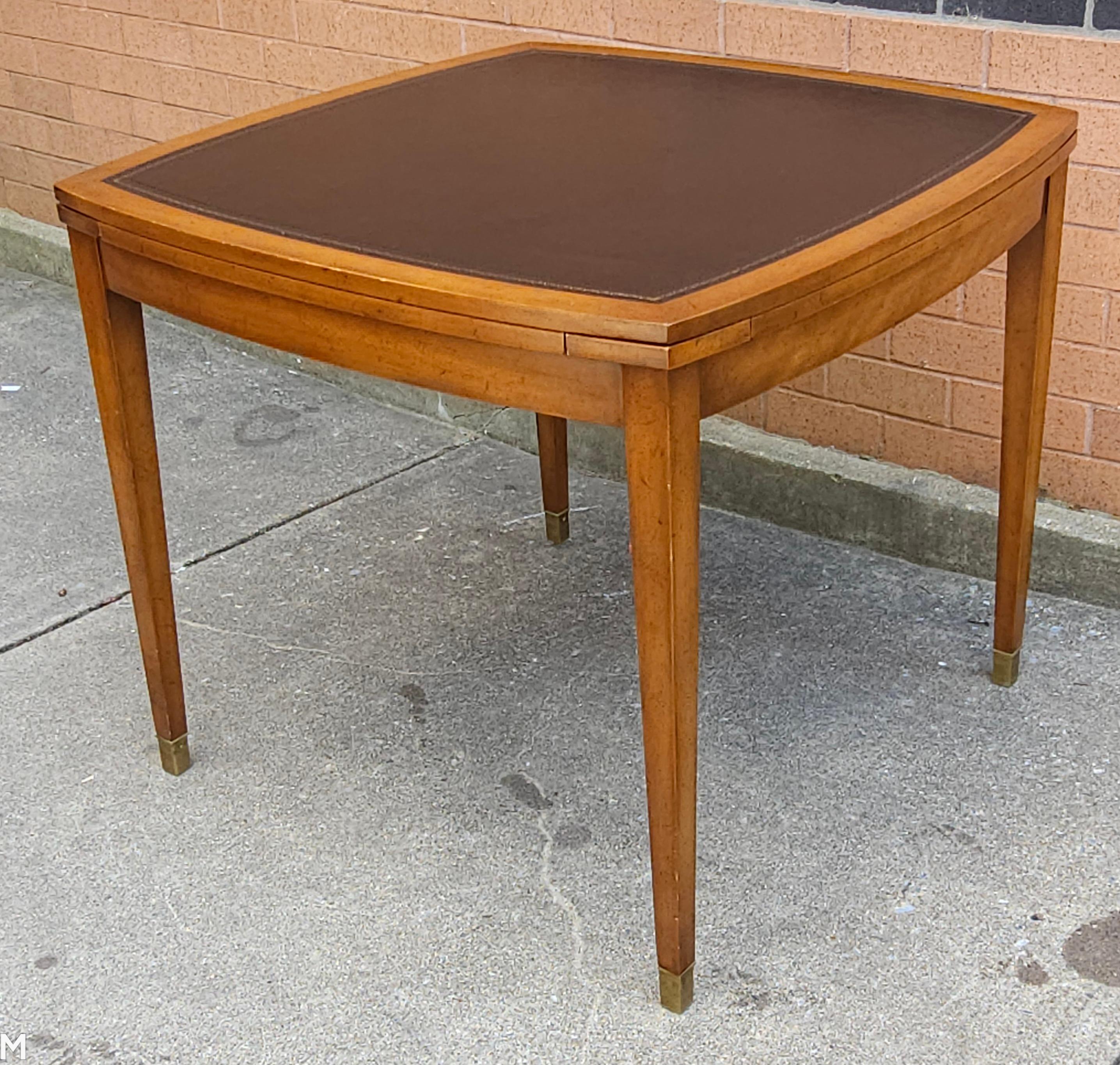 20th Century Old Colony Beacon Hills Collection Walnut and Leather Games Table