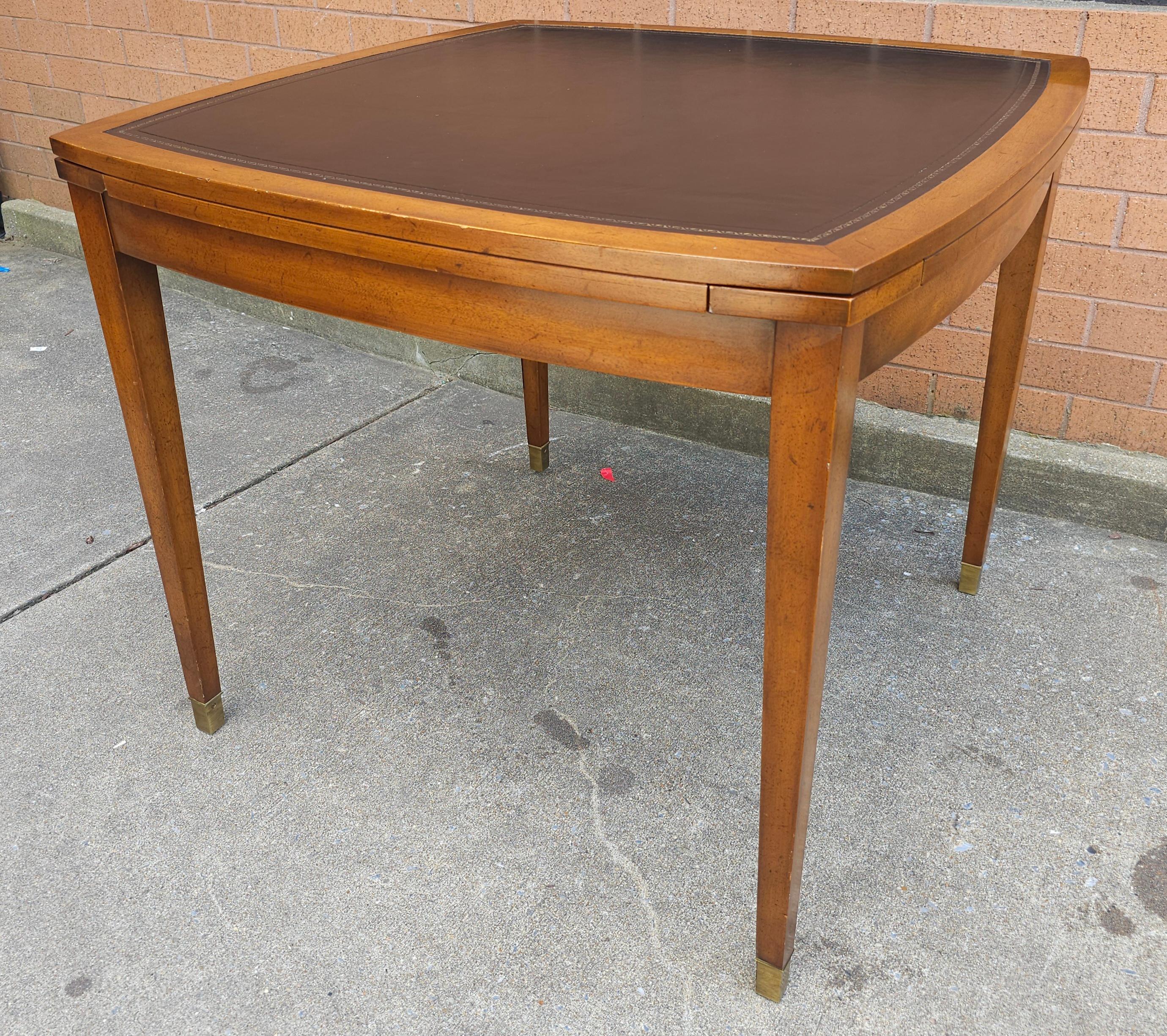 Old Colony Beacon Hills Collection Walnut and Leather Games Table 3