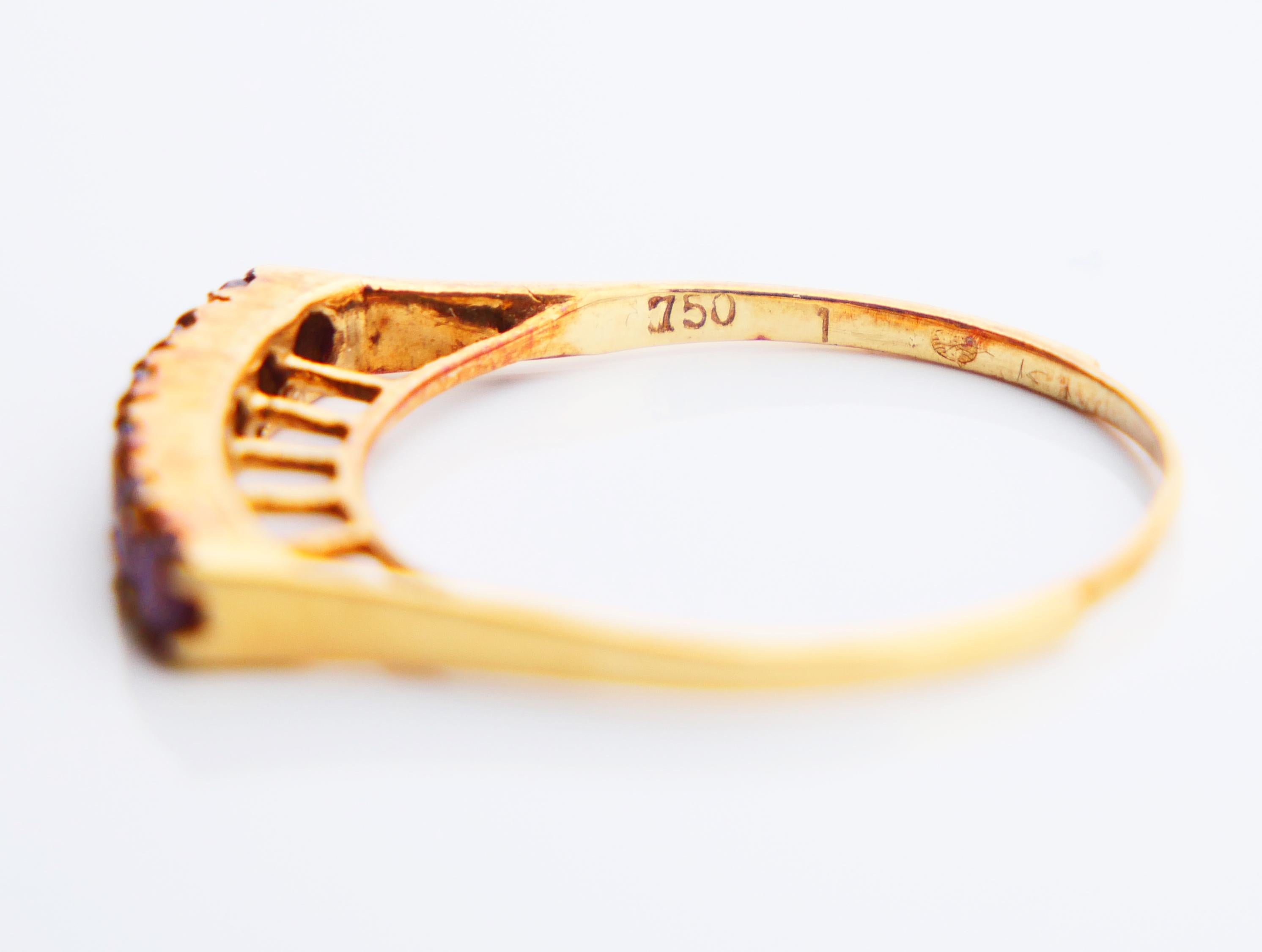 Bague Ancienne Combinaison Saphir Rubis Emeraude massif Or 18K Taille Ø 6.75US / 7.45gr en vente 15