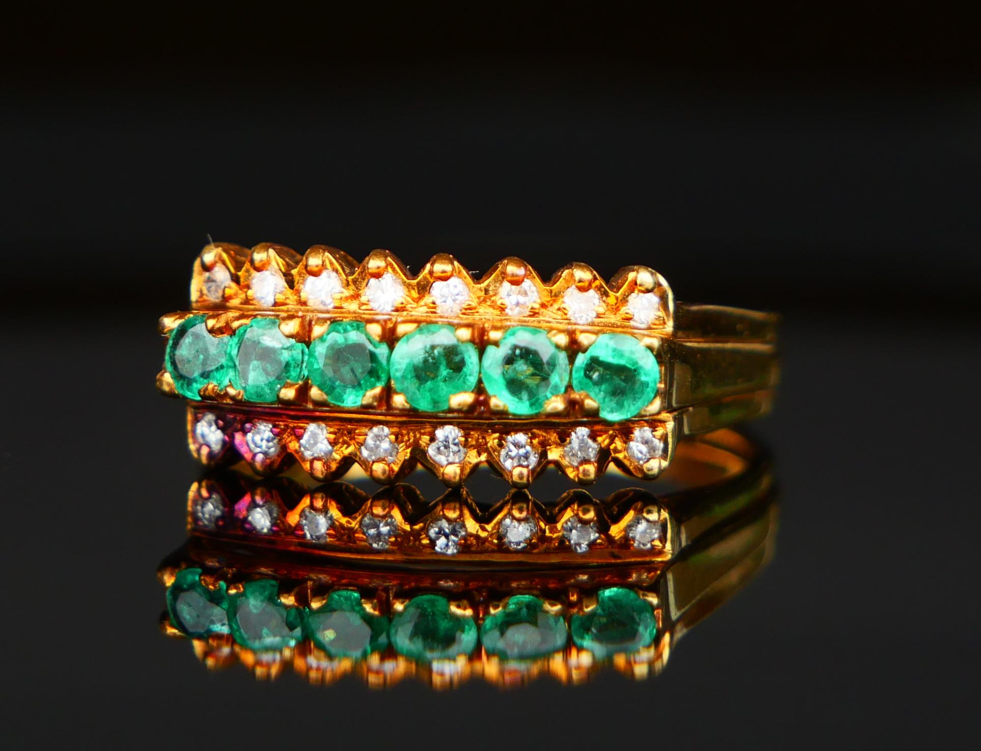 Bague Ancienne Combinaison Saphir Rubis Emeraude massif Or 18K Taille Ø 6.75US / 7.45gr Pour femmes en vente
