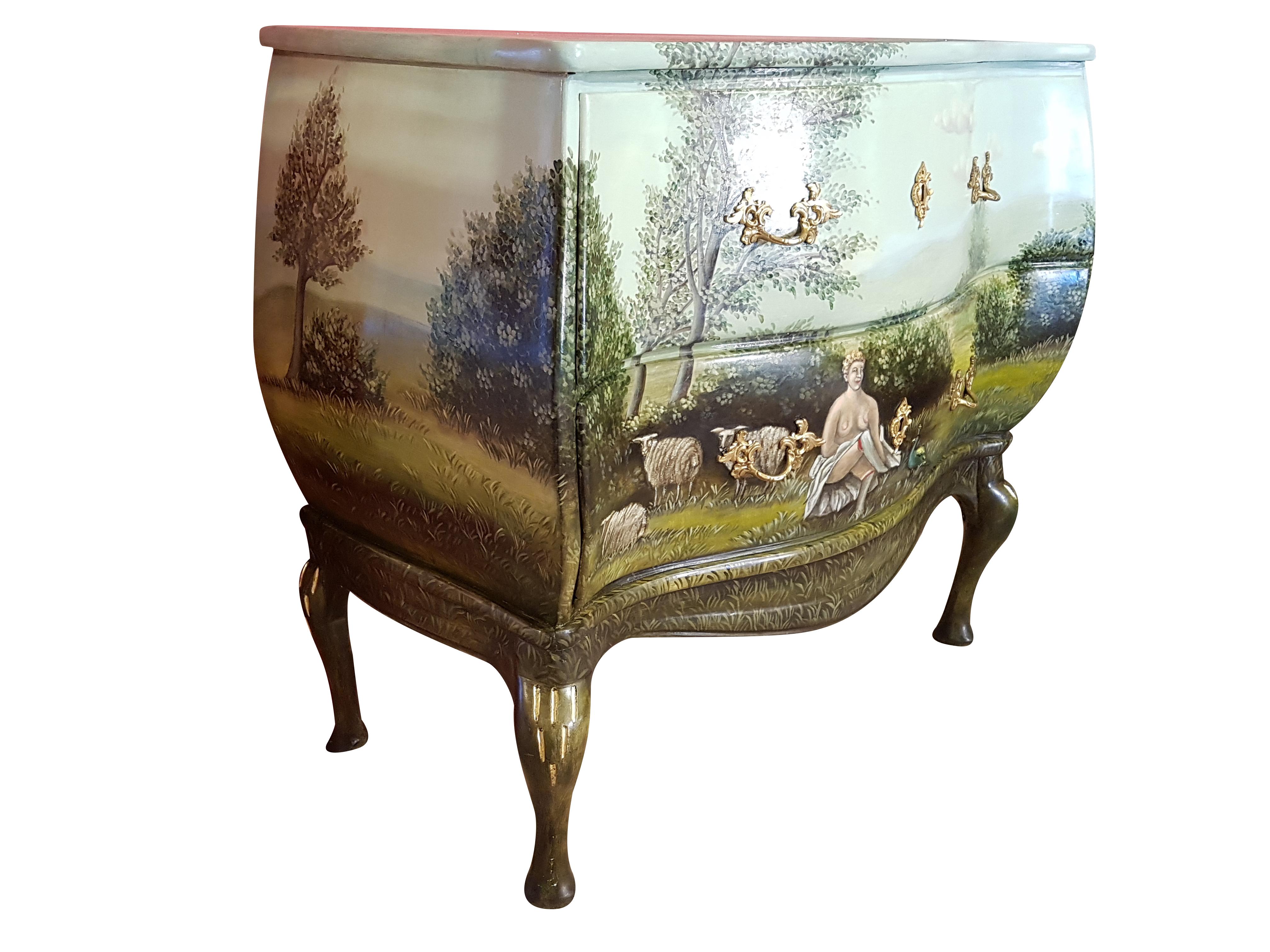 Swedish Old Commode with Landscape from 1930 For Sale