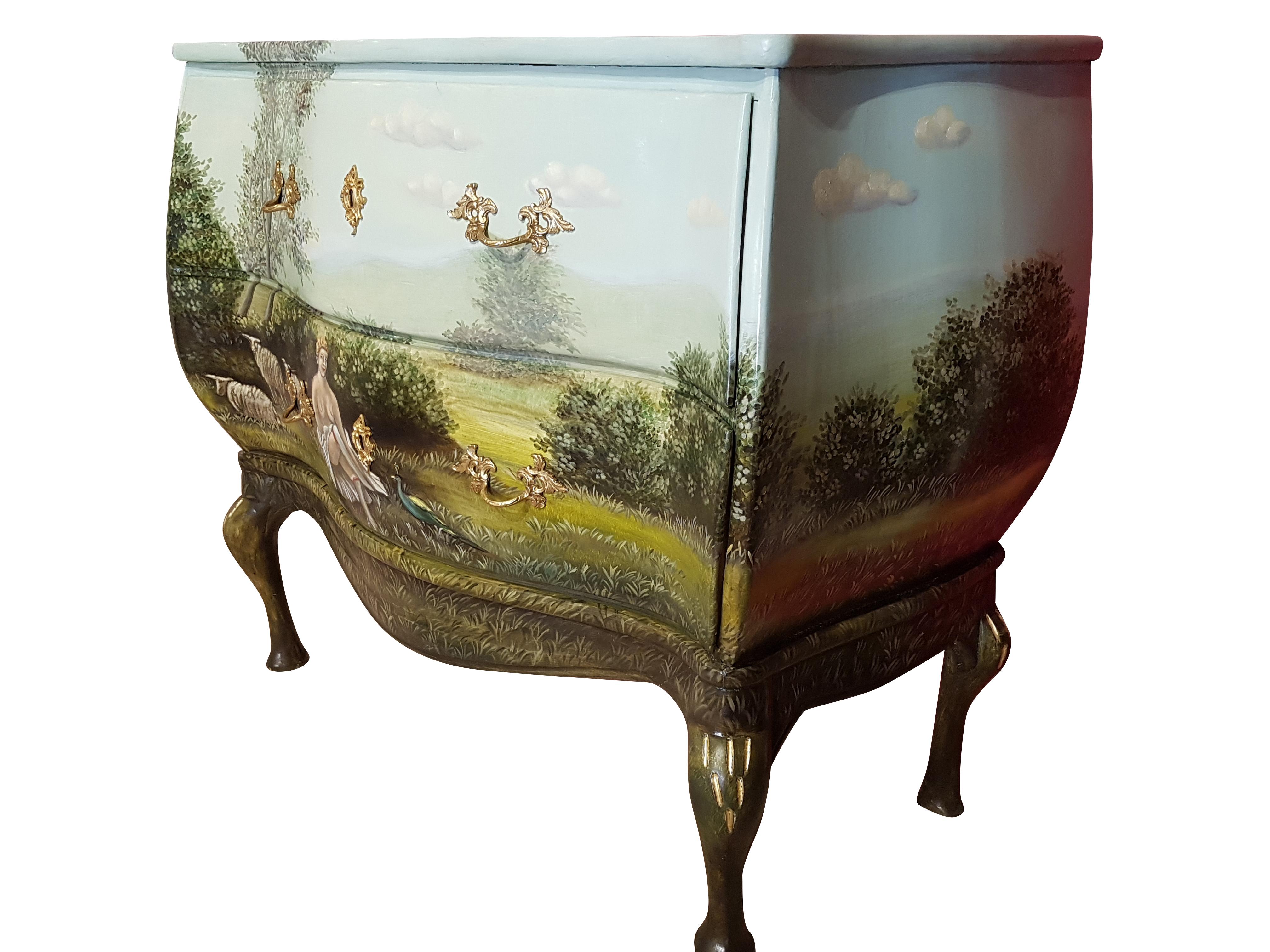 Old Commode with Landscape from 1930 In Excellent Condition For Sale In Senden, NRW