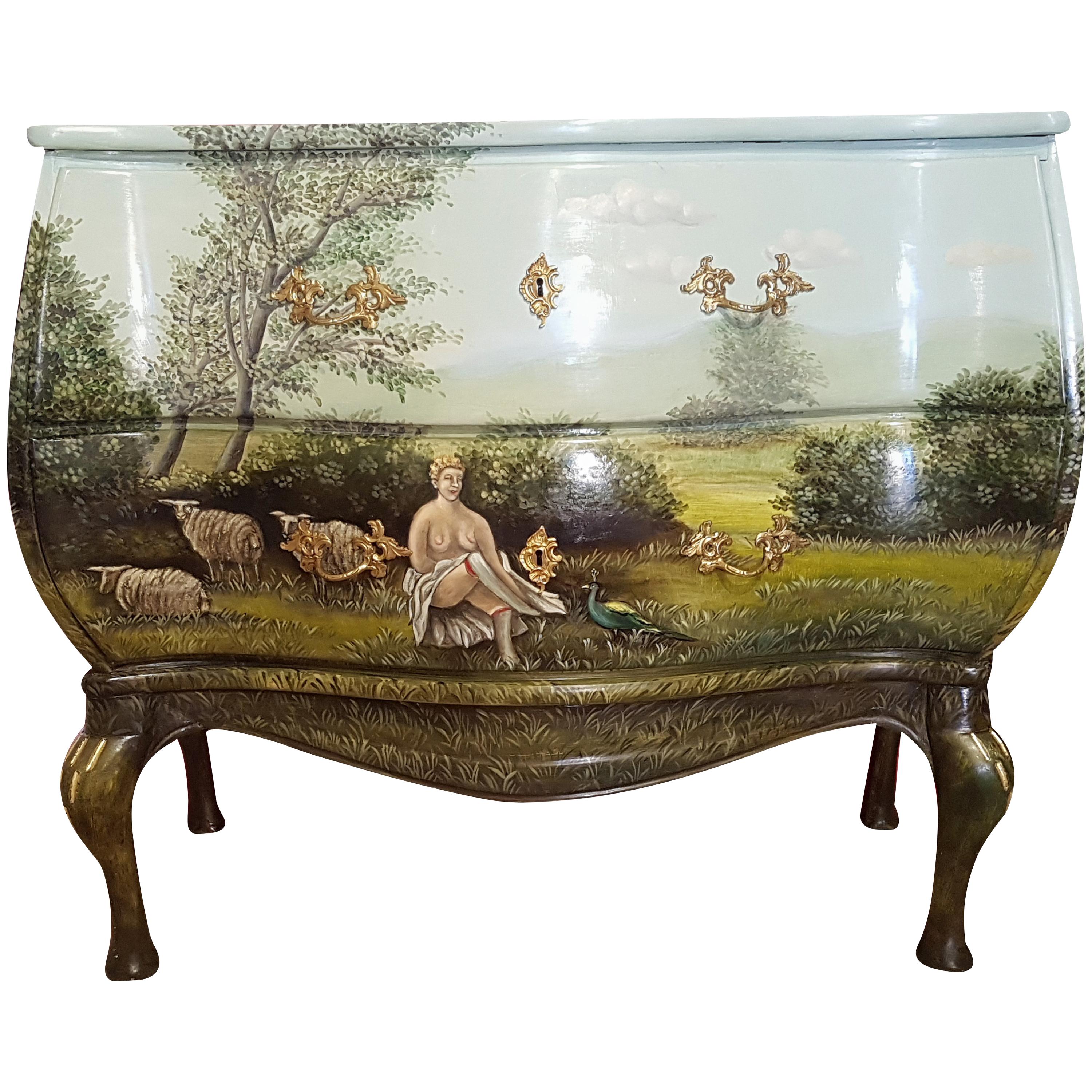 Old Commode with Landscape from 1930 For Sale