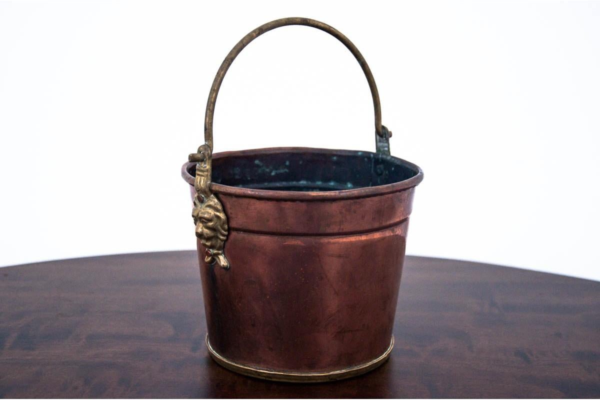 Polish Old Copper Bucket Vessel, Pot