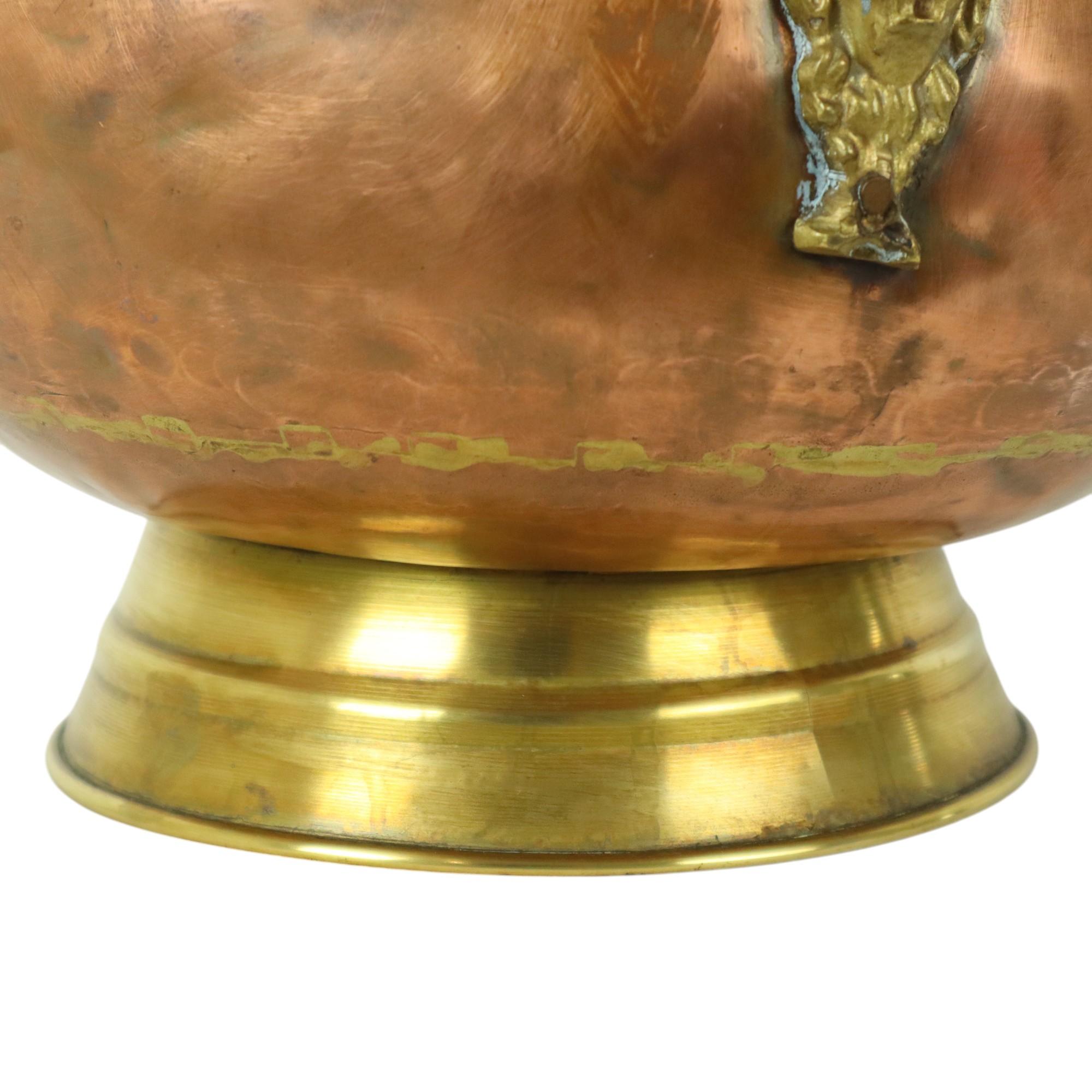 Old Copper Helmet Shaped Coal Kit Lion Heads Ceramics Delft For Sale 6