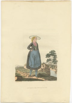 Old Costume Print of a Peasant of Upper Carniola, Slovenia, Eastern Europe, 1804