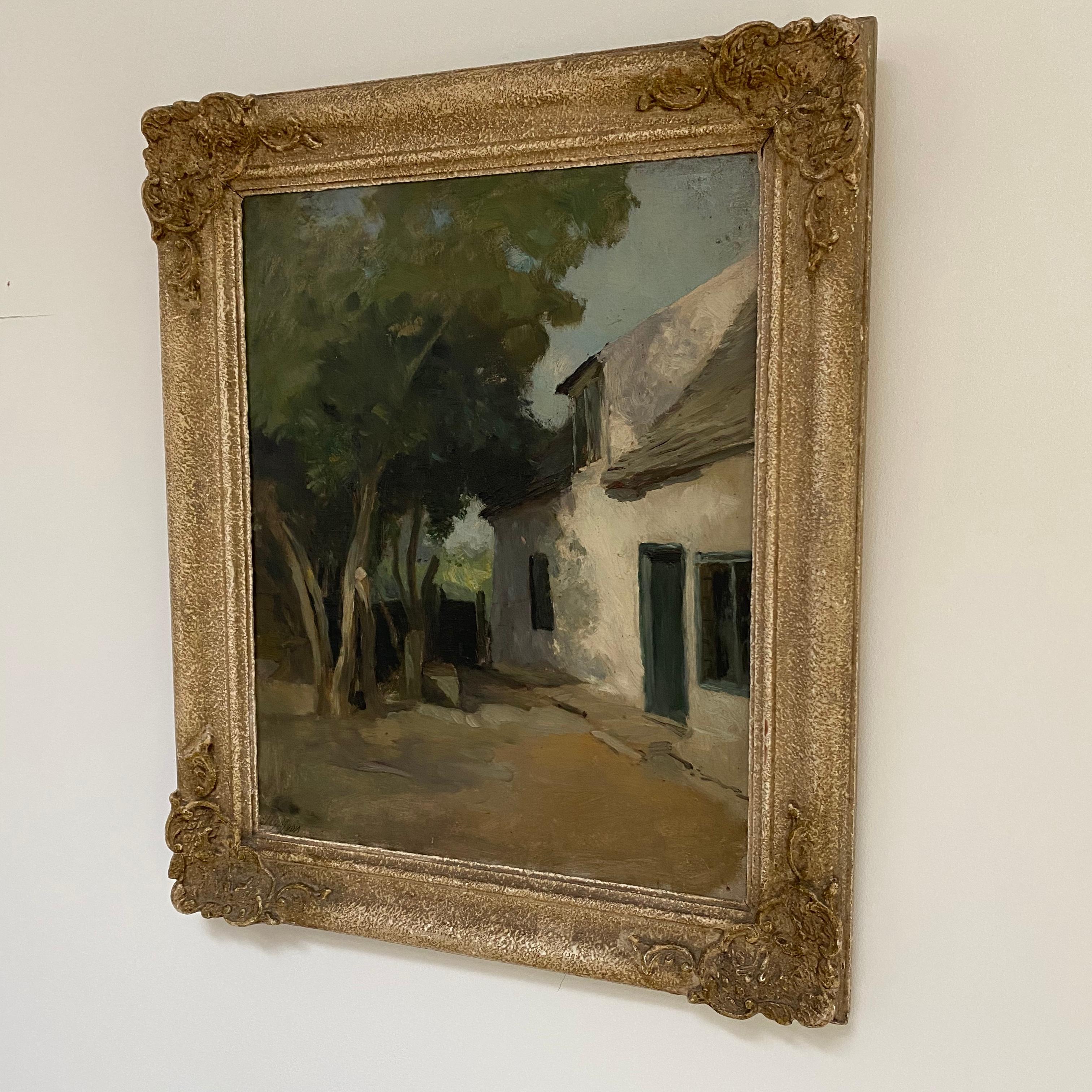 Early 20th Century Old Cottage, Holywell St Ives, Oil on Canvas For Sale