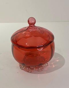 Old Cranberry Glass Bowl with Cover from England
