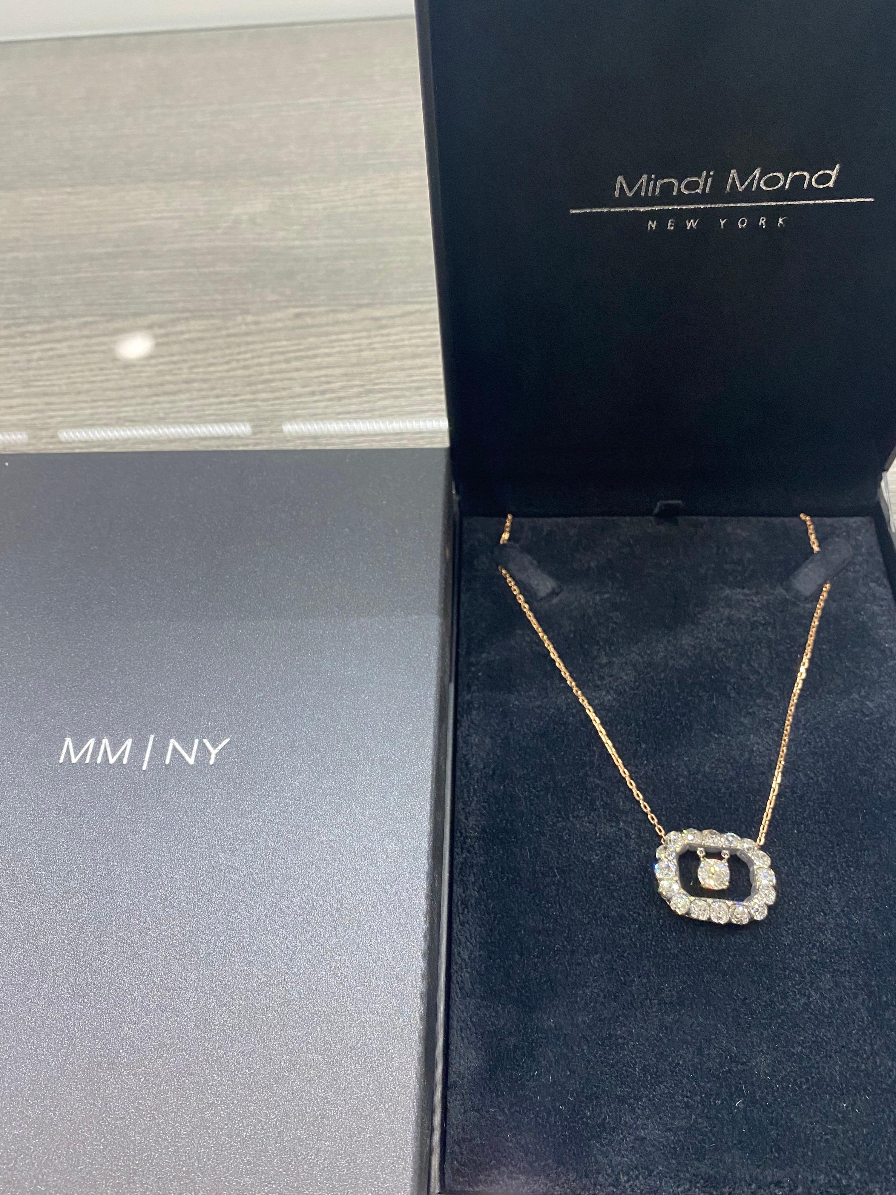 Mindi Mond Collier en or rose avec diamant taille coussin ancien de 11,74 carats certifié par le GIA en vente 2