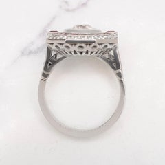 Old Cut 1.02 Carat Diamond Engagement Ring Ruby Platinum