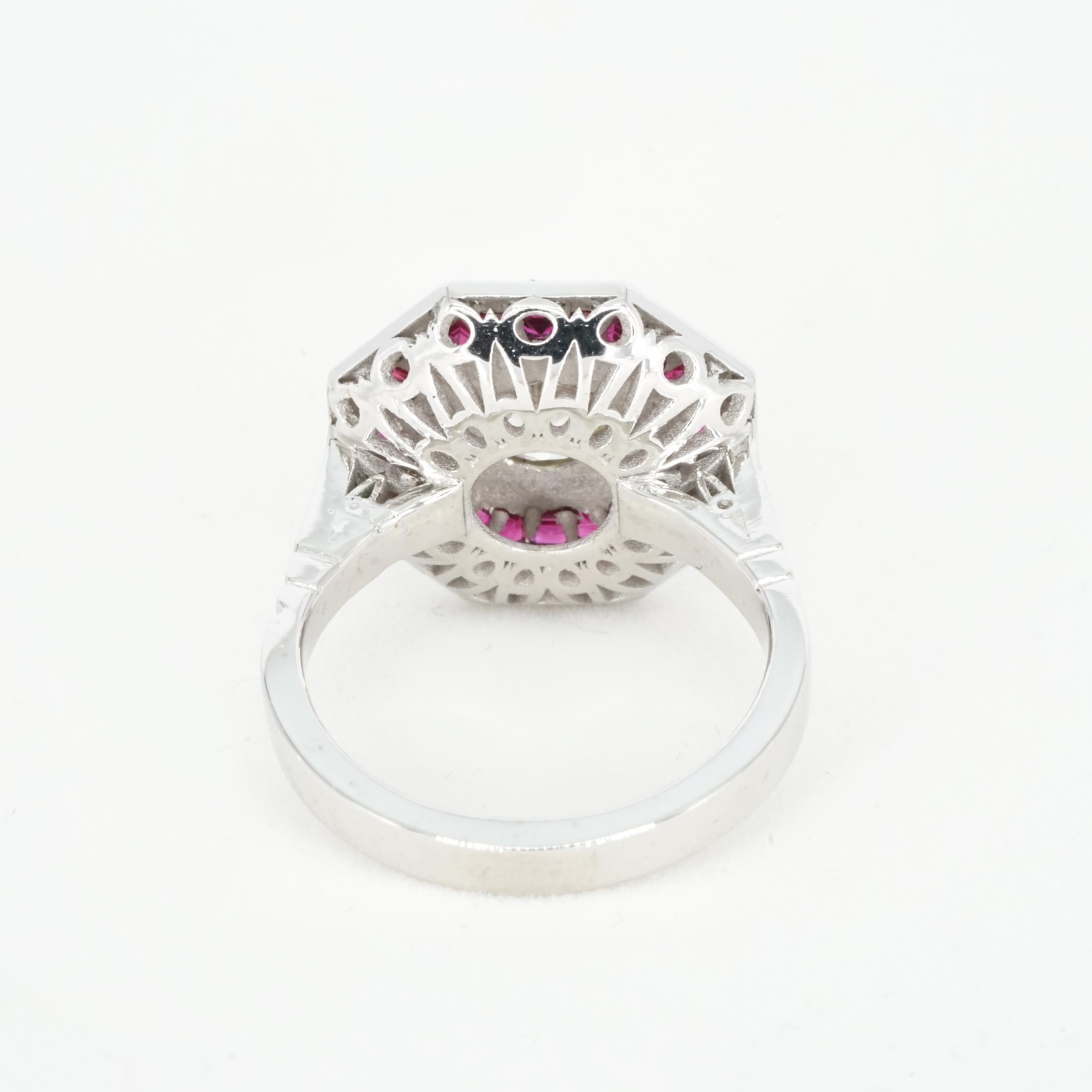Bague de fiançailles avec diamant 1.02 carat Ruby Platinum en vente 3