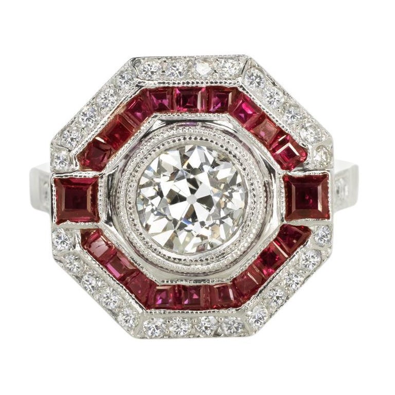 Bague de fiançailles avec diamant 1.02 carat Ruby Platinum
