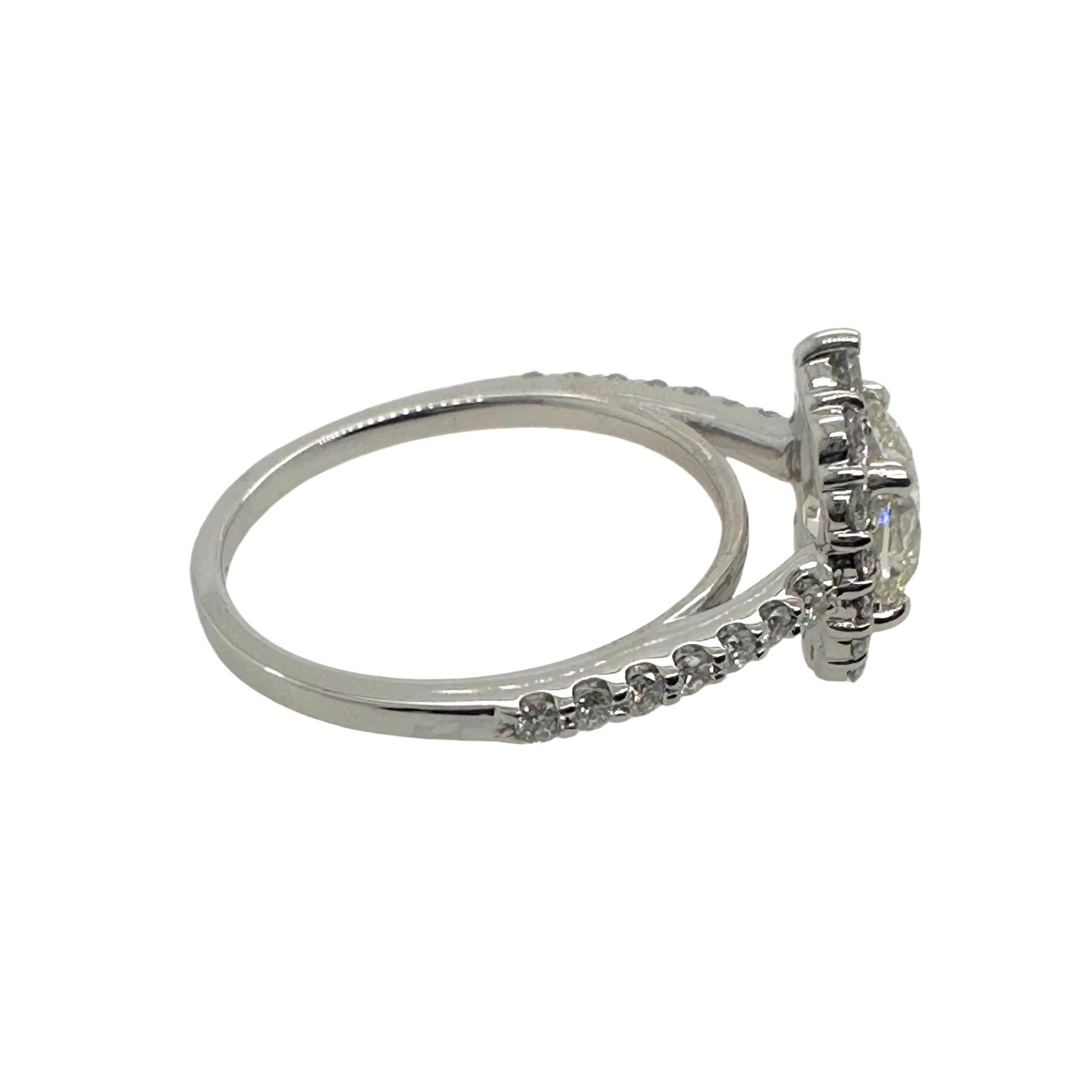 Old Cut 1.10 cts L VS2 Halo Diamond Engagement Ring in 14k White Gold GIA For Sale 3