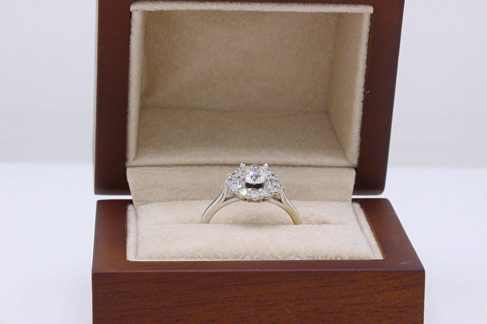 Old Cut 1.20 Carat I VS Diamond Halo Design Ring in 18 Karat White Gold 6