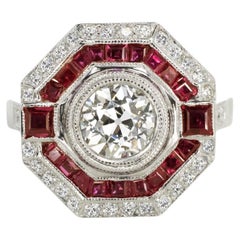 Bague de fiançailles avec diamant 1.02 carat Ruby Platinum