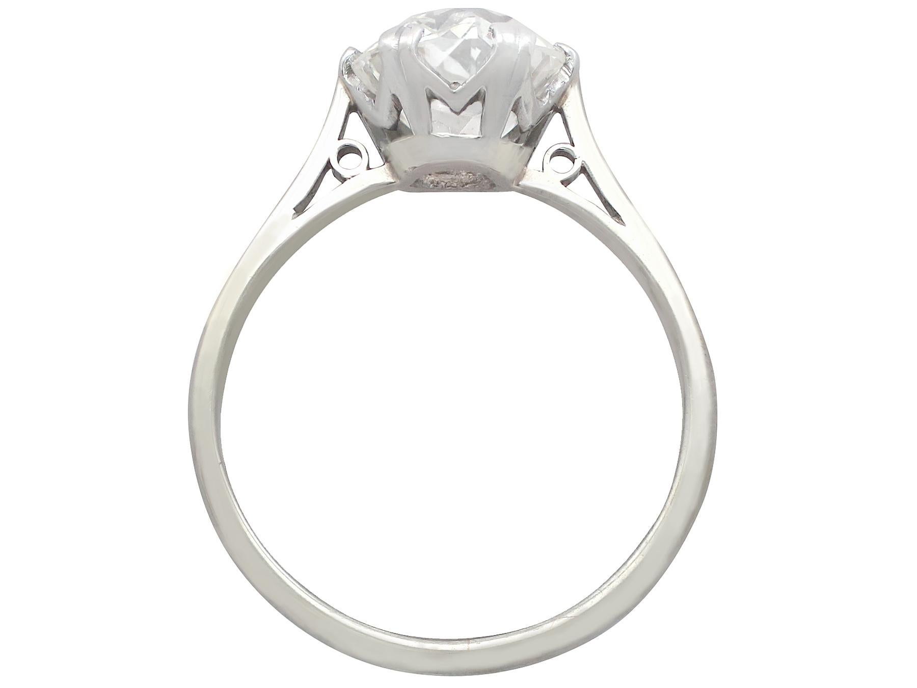 Women's Antique Old Cut 2.31 Carat Diamond and Platinum Solitaire Ring