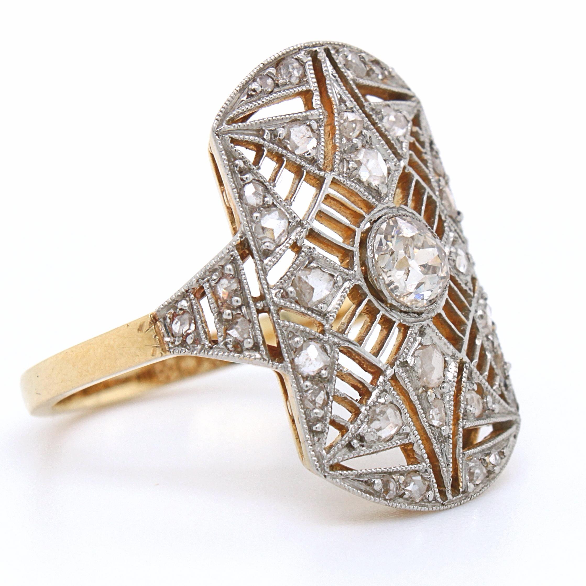 Old Cut and Rose Cut Diamond Star Emblem Ring, ca. 1890s For Sale 1