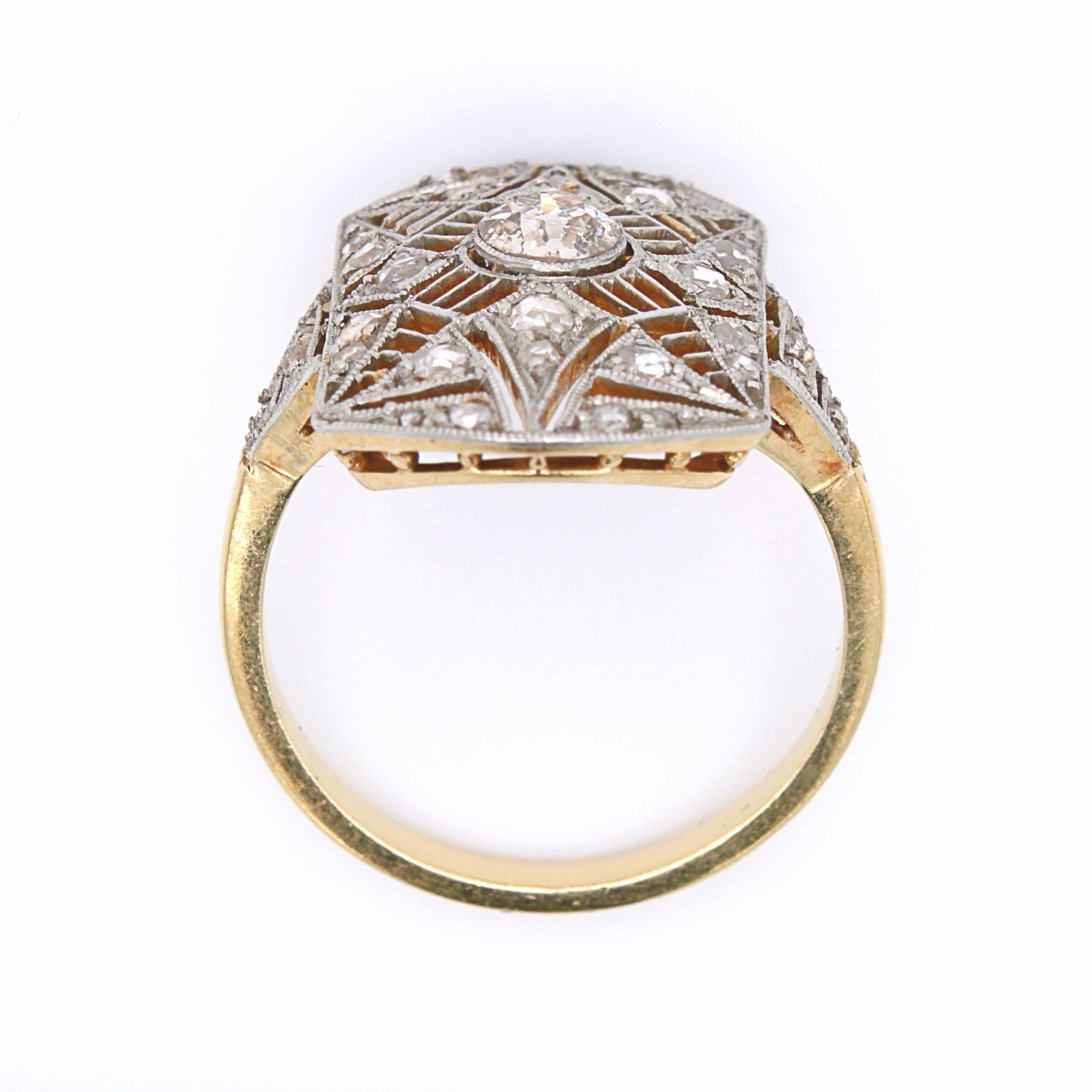 Old Cut and Rose Cut Diamond Star Emblem Ring, ca. 1890s For Sale 2