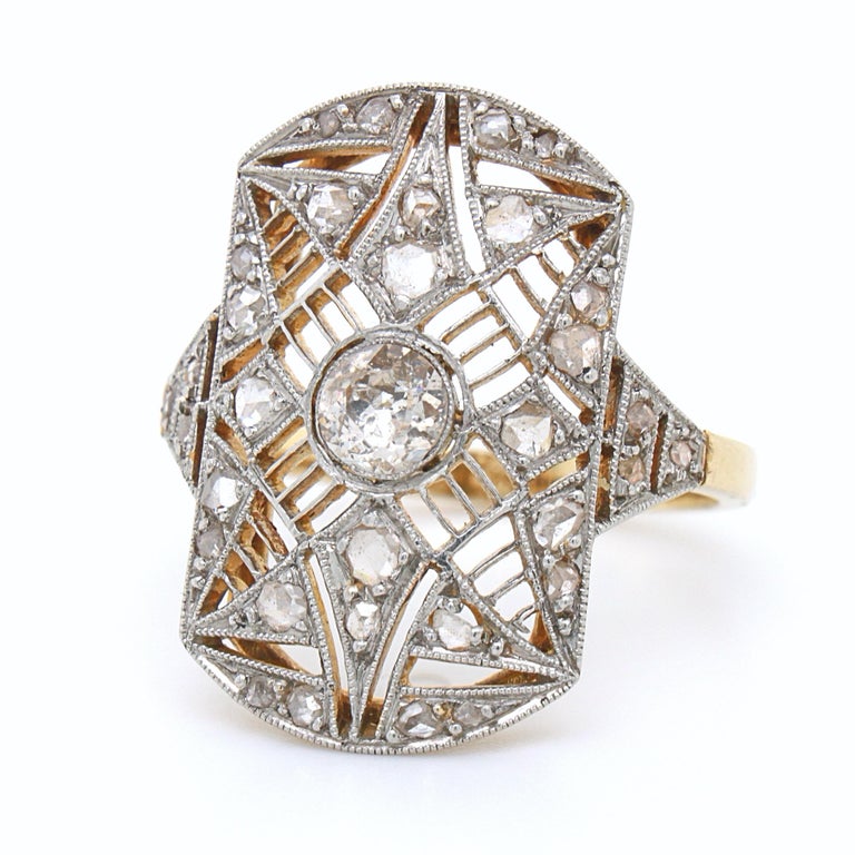 Old Cut and Rose Cut Diamond Star Emblem Ring, ca. 1890s For Sale at ...
