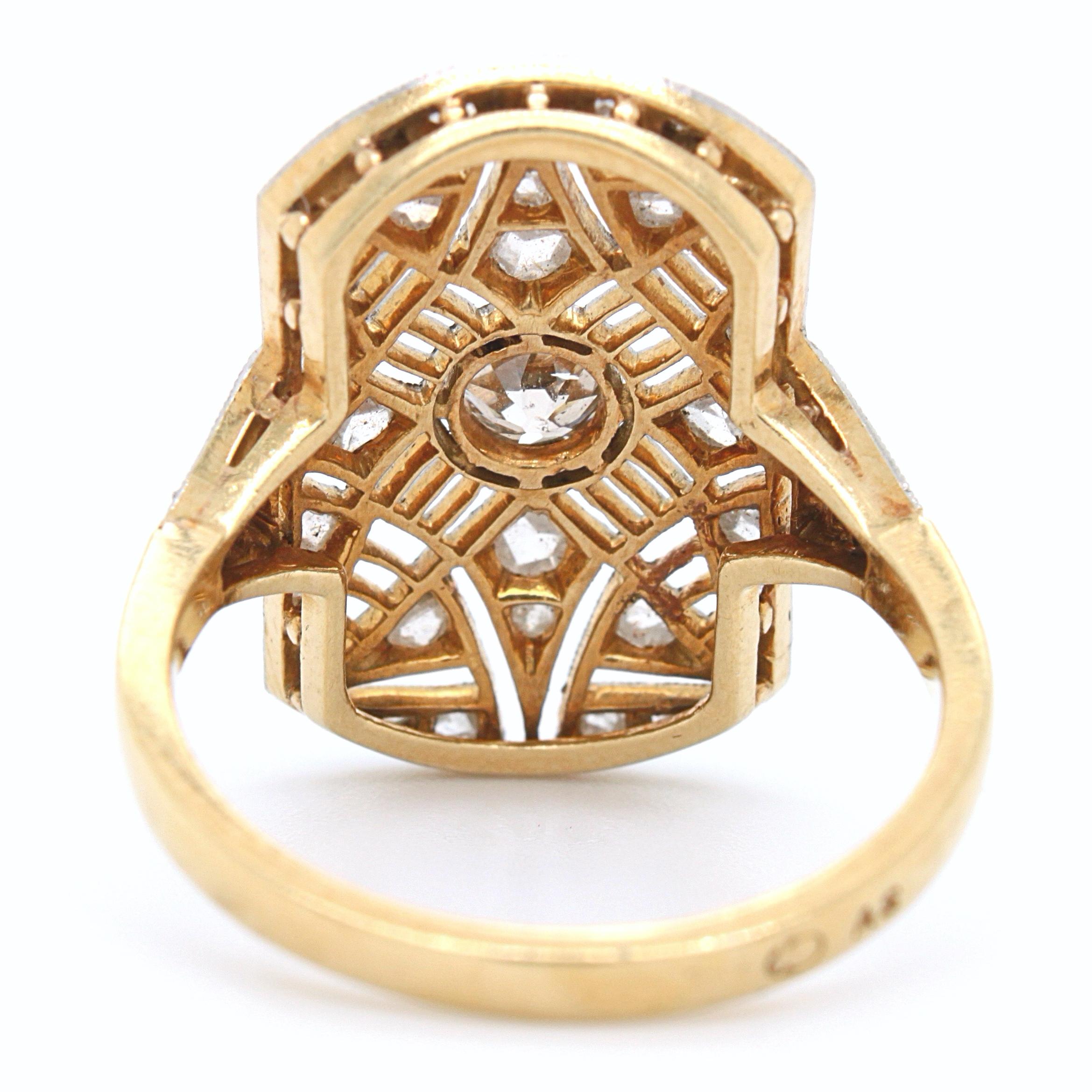 Late Victorian Old Cut and Rose Cut Diamond Star Emblem Ring, ca. 1890s For Sale