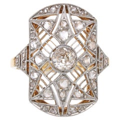 Antique Old Cut and Rose Cut Diamond Star Emblem Ring, ca. 1890s