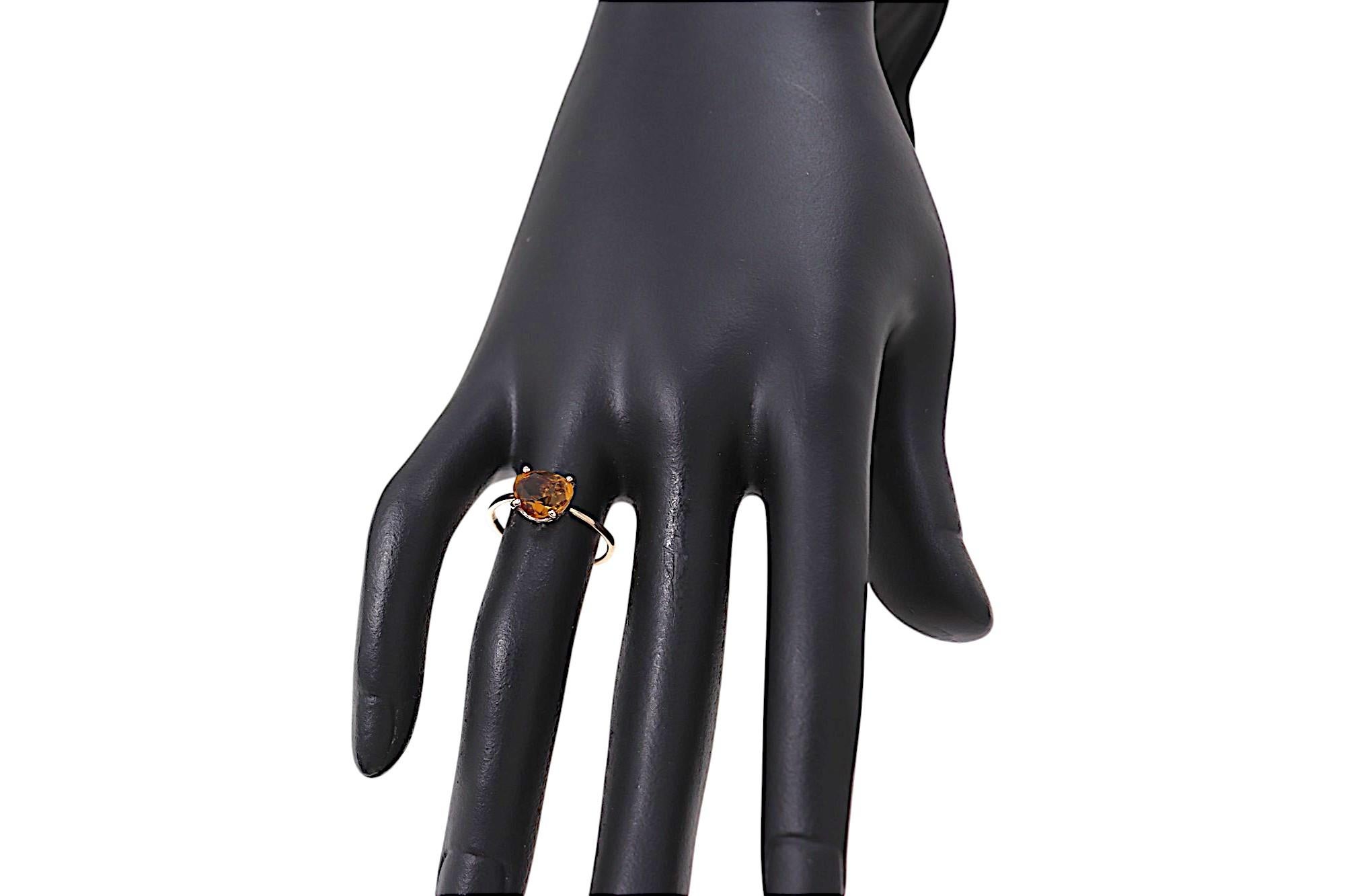Contemporary Old Cut Citrine Rose Gold Ring Botta Gioielli Made in Italy For Sale