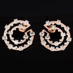 Old Cut Cushion and Square Carre Cut Diamond Earring in 18 Karat Rose Gold