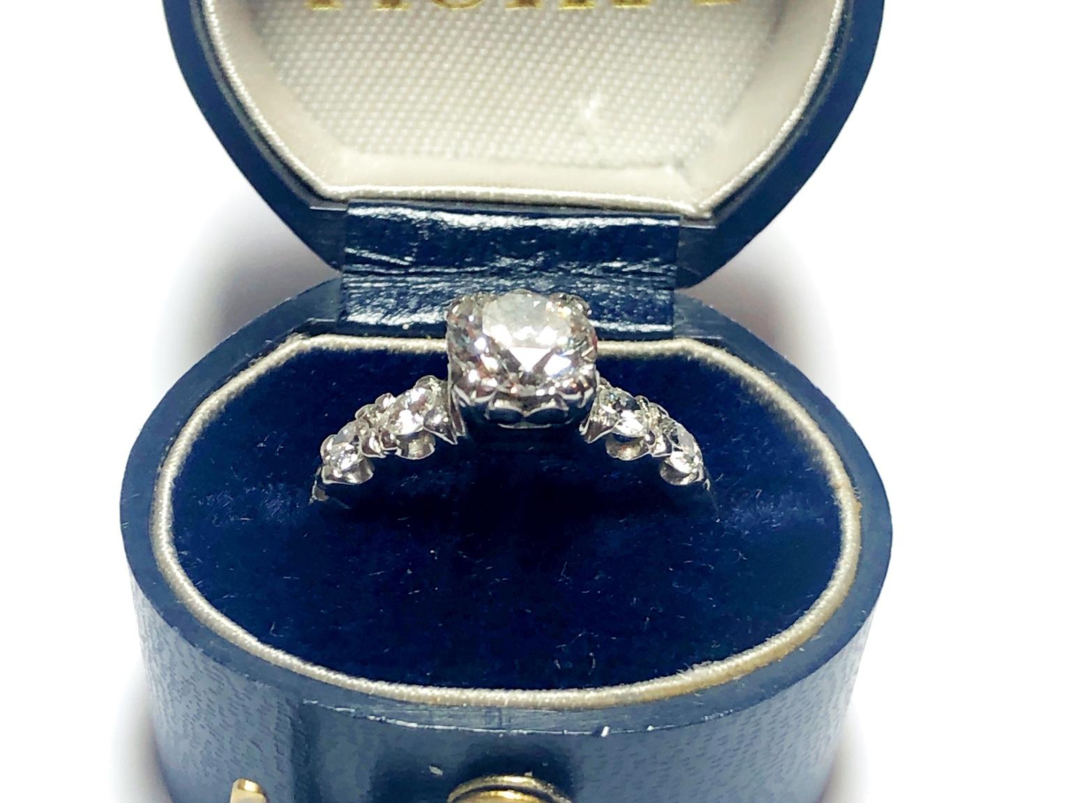 Old Cut Diamond 0.75 Carat Platinum Ring For Sale 3