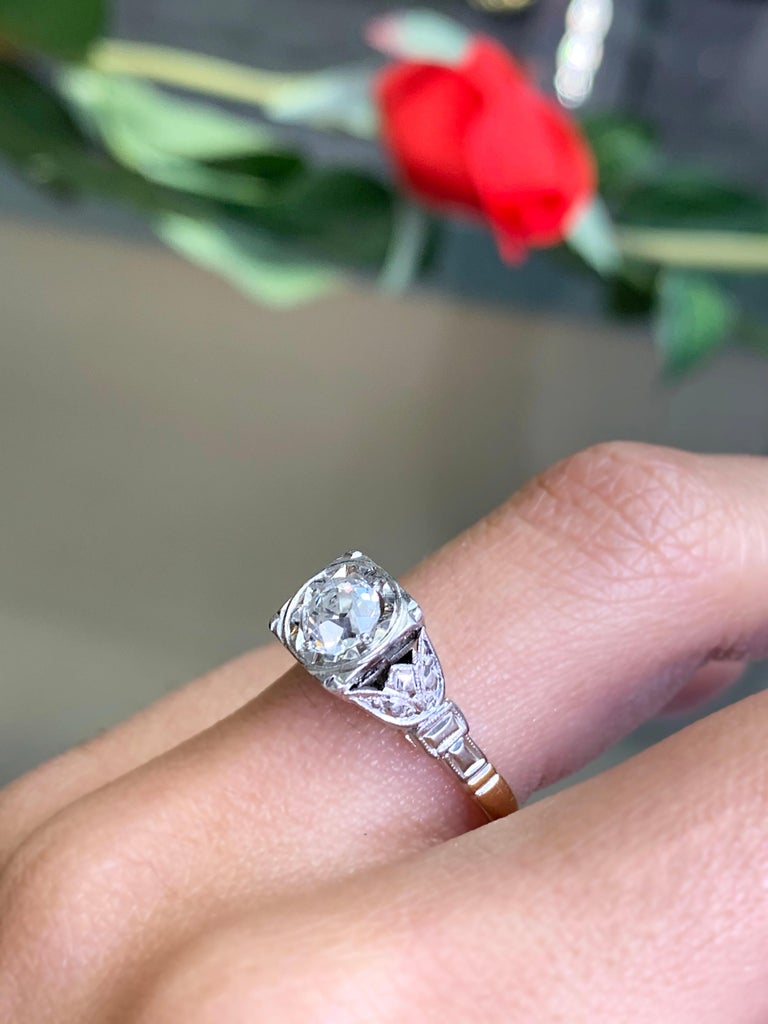 Old Cut Diamond 18 Carat Gold and Platinum Engagement Ring Old Cut Diamond 18 Carat Gold and Platinum Engagement Ring