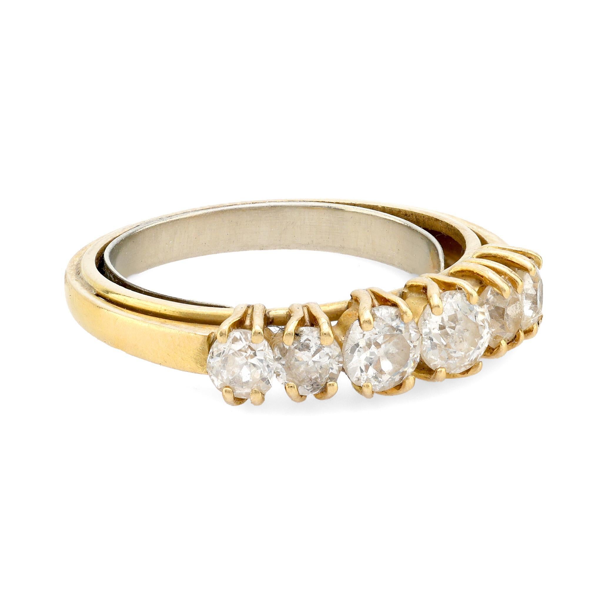 Modern Old cut diamond 18k yellow gold wedding band For Sale