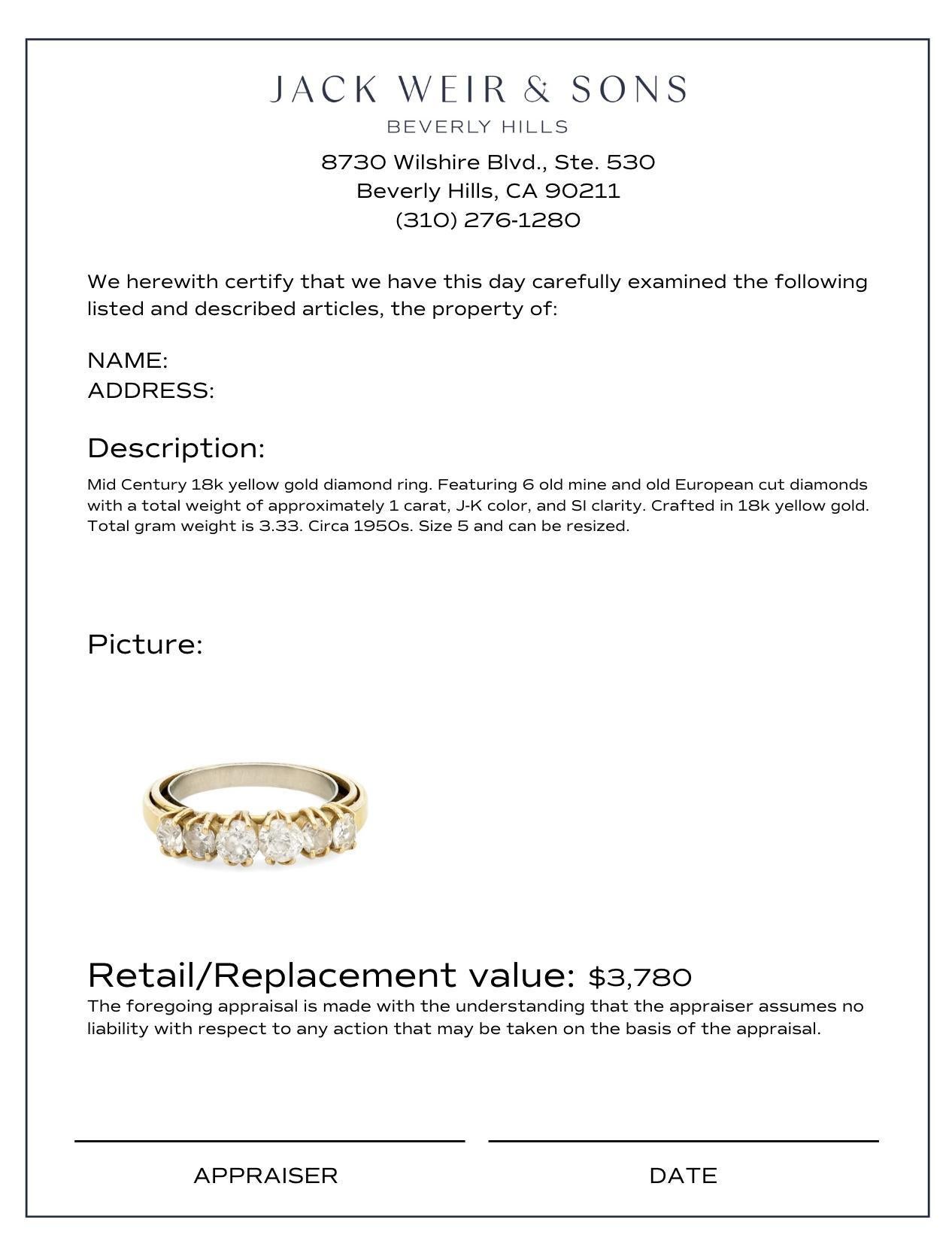 Old cut diamond 18k yellow gold wedding band In Excellent Condition For Sale In Beverly Hills, CA