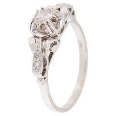 Old Cut Diamonds 18kt White Gold Italian Engagement Ring