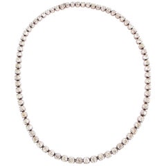 Antique Old-Cut Diamond, 21.74 Carat, Rivière Necklace in 18 Karat Rose Gold and Silver
