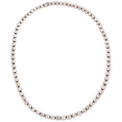 Old-Cut Diamond, 21.74 Carat, Rivière Necklace in 18 Karat Rose Gold and Silver