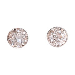 Ohrstecker aus Platin mit Diamanten im Altschliff, 1,86 Karat